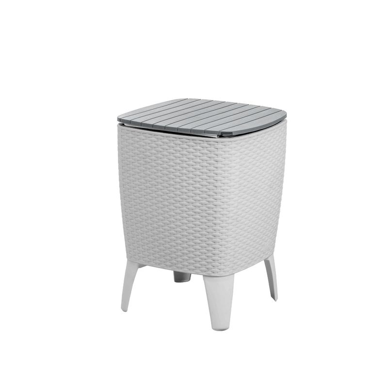 QRUBBER - Mesa Cooler Capri Tipo Rattán Plateado Terraza MQ QRubber