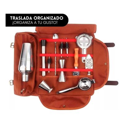 Imagen 2 del producto Set Profesional Coctelería Bartender Utensilios Bar + Bolso