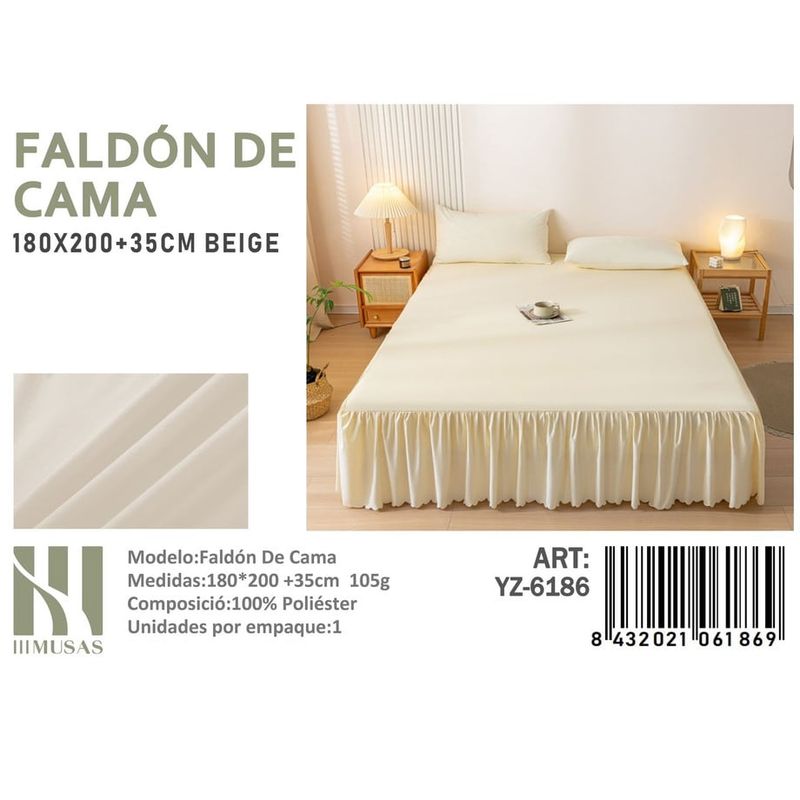 ANGELES DEL HOGAR - Faldon de Cama King III Musas Color Beige YZ6174