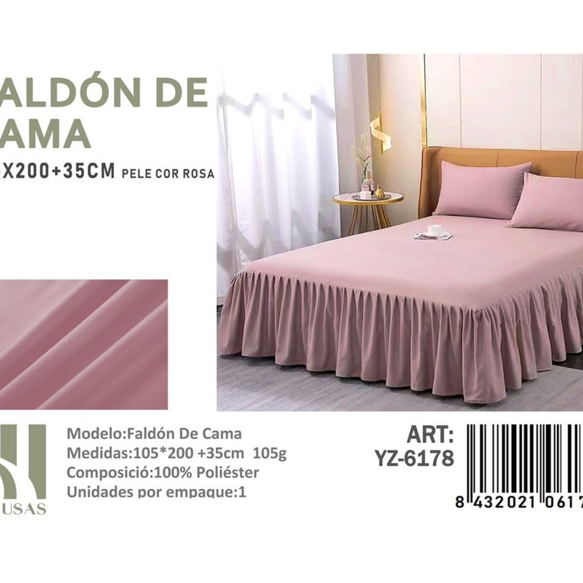 ANGELES DEL HOGAR - Faldon de Cama Plaza y Media III Musas Color  Rosa YZ6178