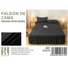ANGELES DEL HOGAR - Faldon de Cama Plaza y Media III Musas Color Negro YZ6175
