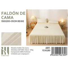 ANGELES DEL HOGAR - Faldon de Cama 2 Plaza III Musas Color Beige YZ6174