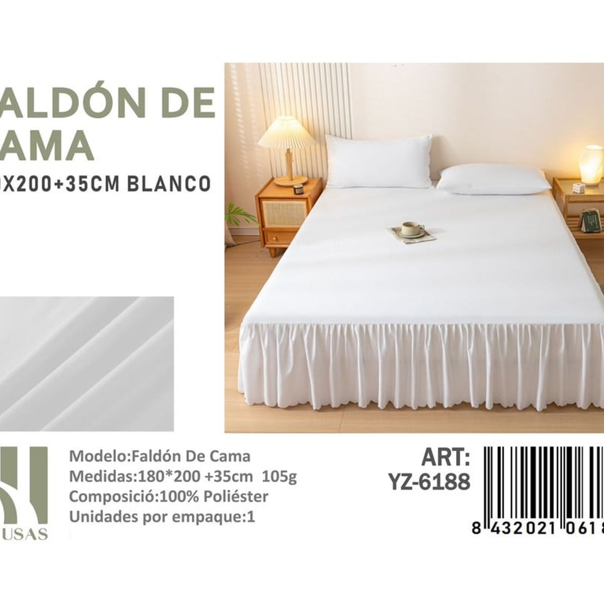 ANGELES DEL HOGAR - Faldon de Cama King III Musas Color  Blanco YZ6176
