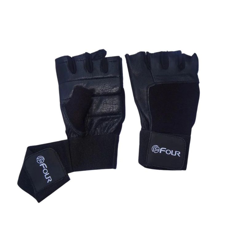 FOUR - Guantes para Pesas de Cuero - Four Negro - Negro - L