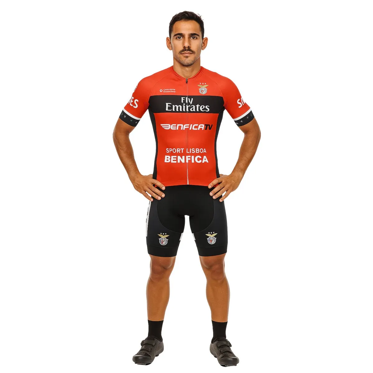 FOUR - Conjunto Ciclismo Tricota - Rojo Negro - Negro - M