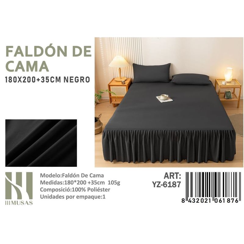ANGELES DEL HOGAR - Faldon de Cama King III Musas Color  Negro YZ6175