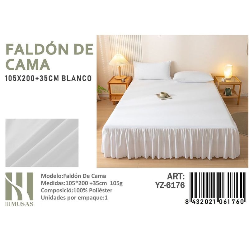 ANGELES DEL HOGAR - Faldon de Cama Plaza y Media III Musas Color  Blanco YZ6176