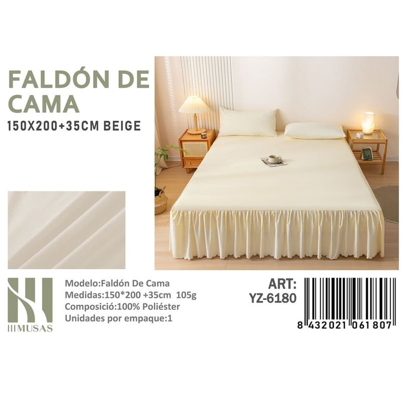 ANGELES DEL HOGAR - Faldon de Cama 2 Plaza III Musas Color Beige YZ6174