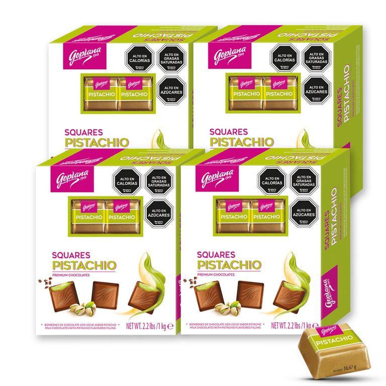 Pack 4 Cajas Bombon Chocolate 1 Kg Sabor Pistacho