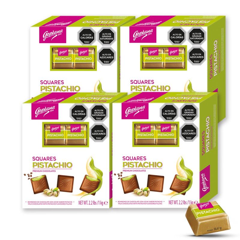 GOPLANA - Pack 4 Cajas Bombon Chocolate Goplana 1 Kg Sabor Pistacho