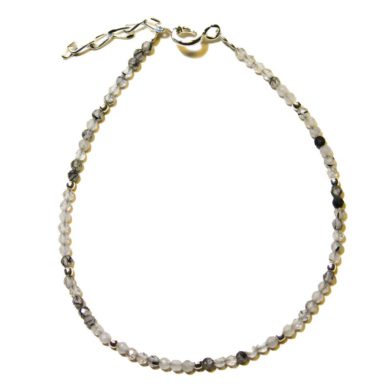 ANDREA COGGIOLA JOYAS - Pulsera Cuarzo Rutilado Mostacilla Plata Fina 925