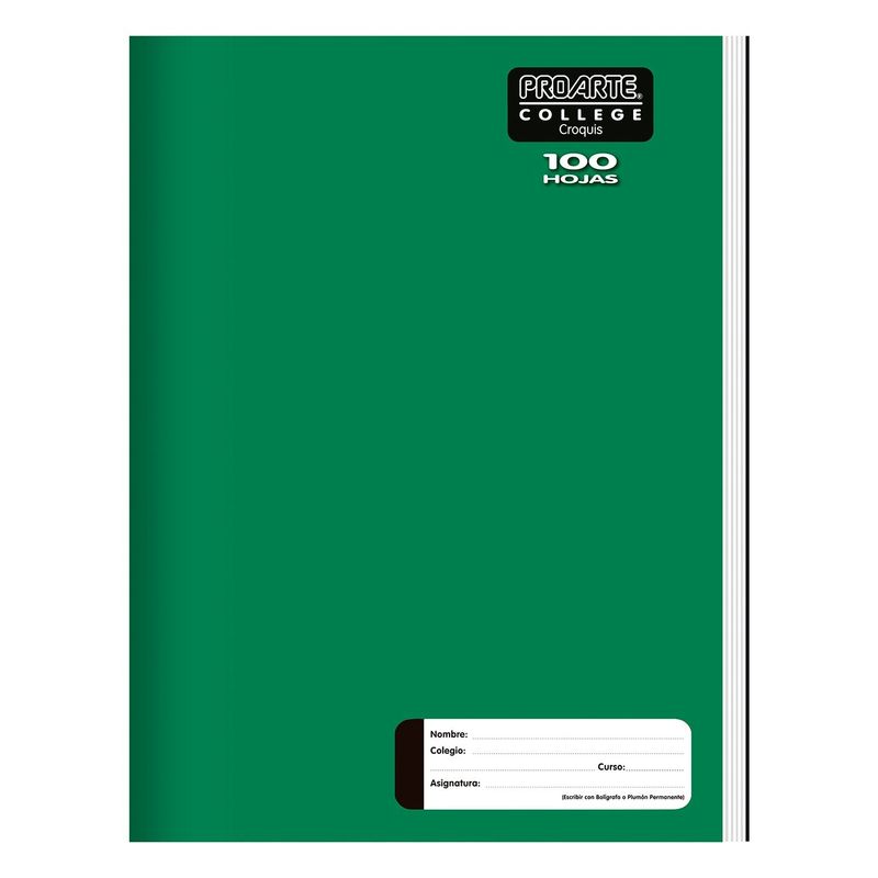 PROARTE - Cuaderno College Liso 100 Hjs Croquis Proarte