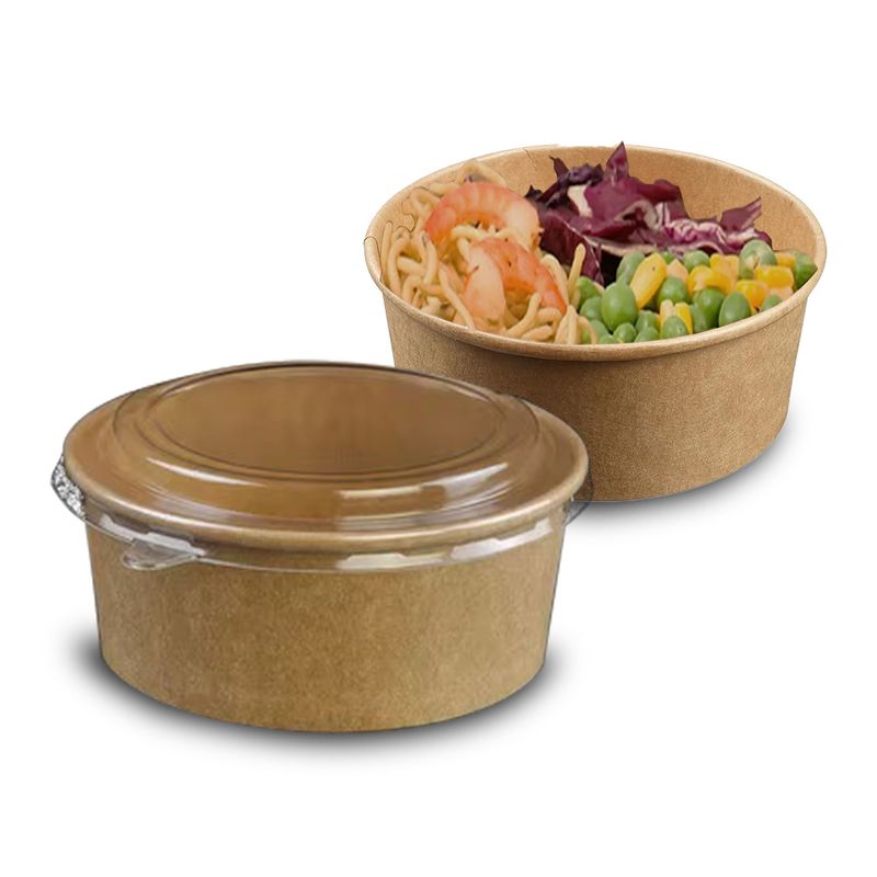 GENERICO - Bowl Envase Kraft Con Tapa Pet 750ml 100u