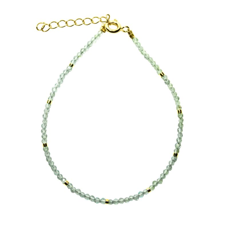 ANDREA COGGIOLA JOYAS - Pulsera Topacio Celeste Mostacilla Enchapado Oro 18K