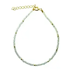 COGGIOLA - Pulsera Topacio Celeste Mostacilla Enchapado Oro 18K
