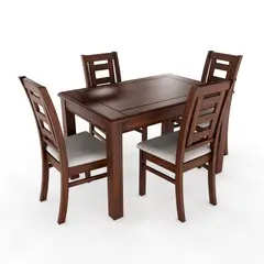 LAS ARAUCARIAS - Juego de Comedor de madera chocolate 4 sillas para 4 personas