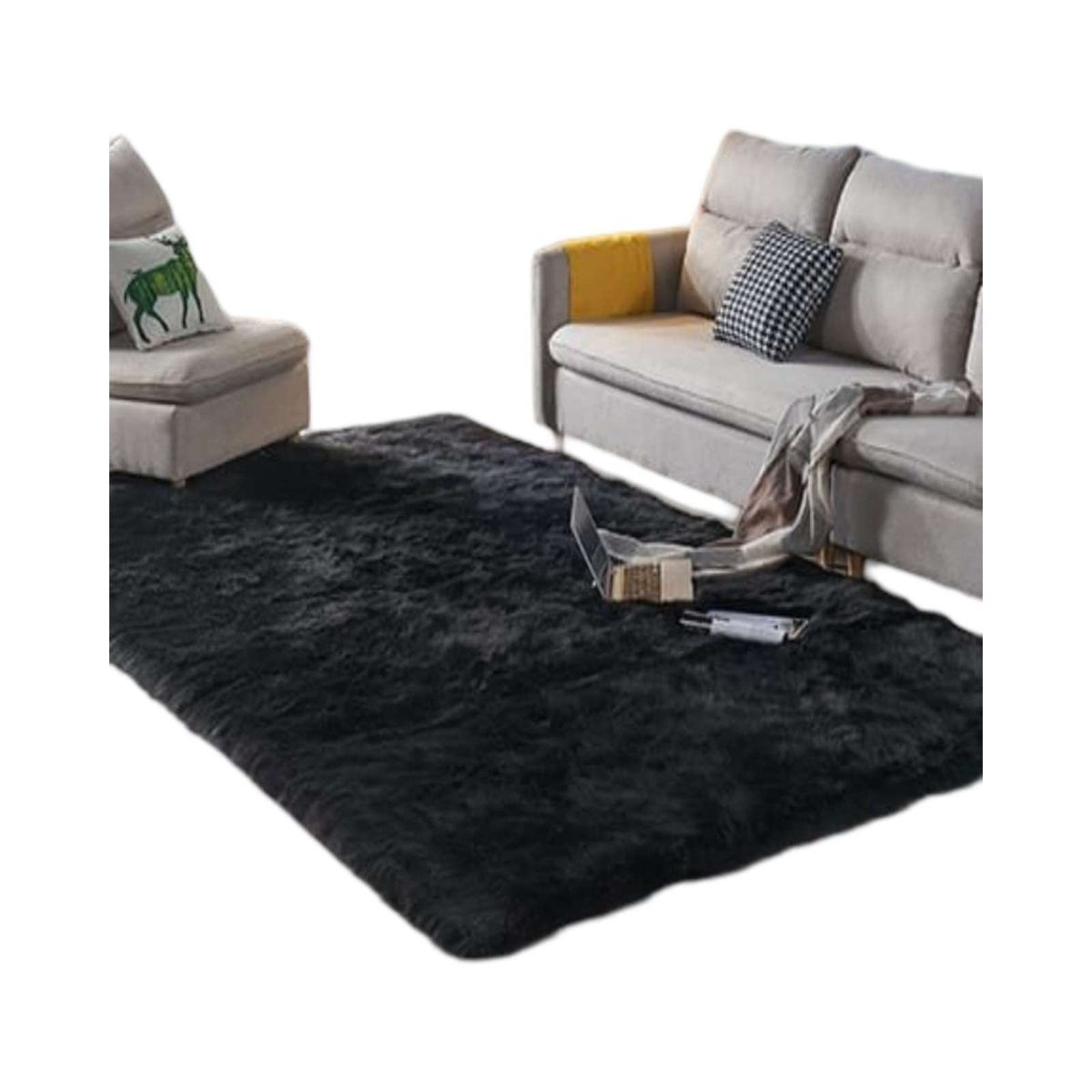 GENERICO - ALFOMBRA PELUDA 150X200 NEGRO