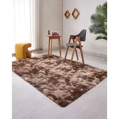 GENERICO - ALFOMBRA PELUDA 180X200 MARRON