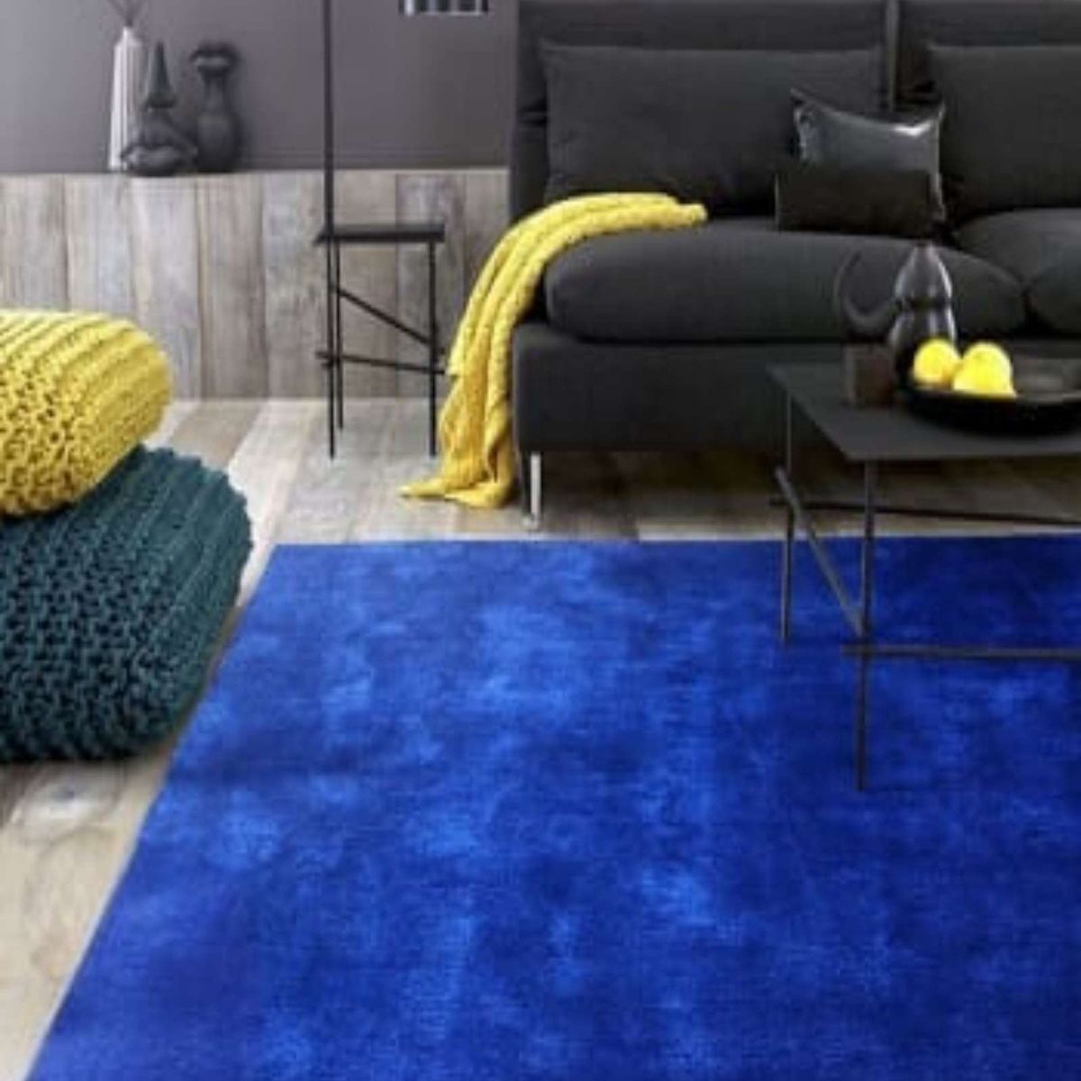 GENERICO - ALFOMBRA PELUDA 150X200 AZUL