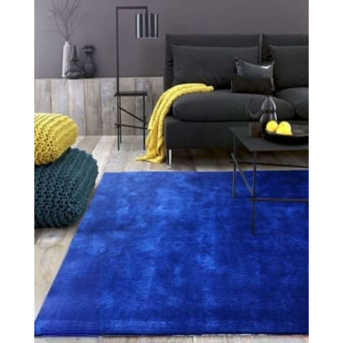 GENERICO - ALFOMBRA PELUDA 150X200 AZUL