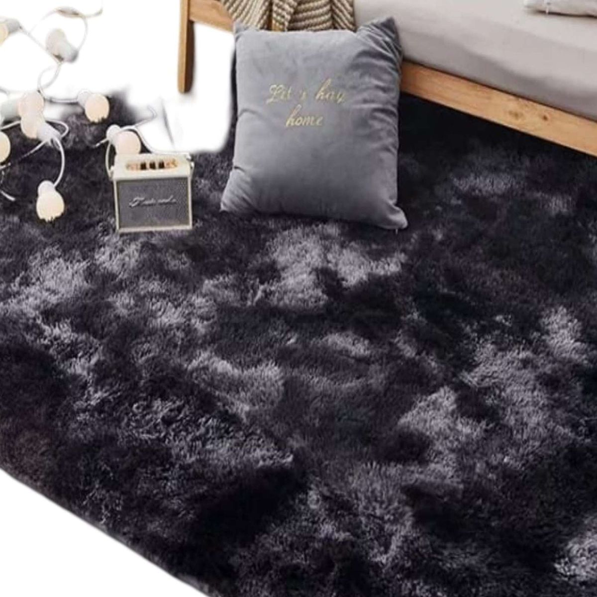 GENERICO - ALFOMBRA PELUDA 150X200 NEGRO