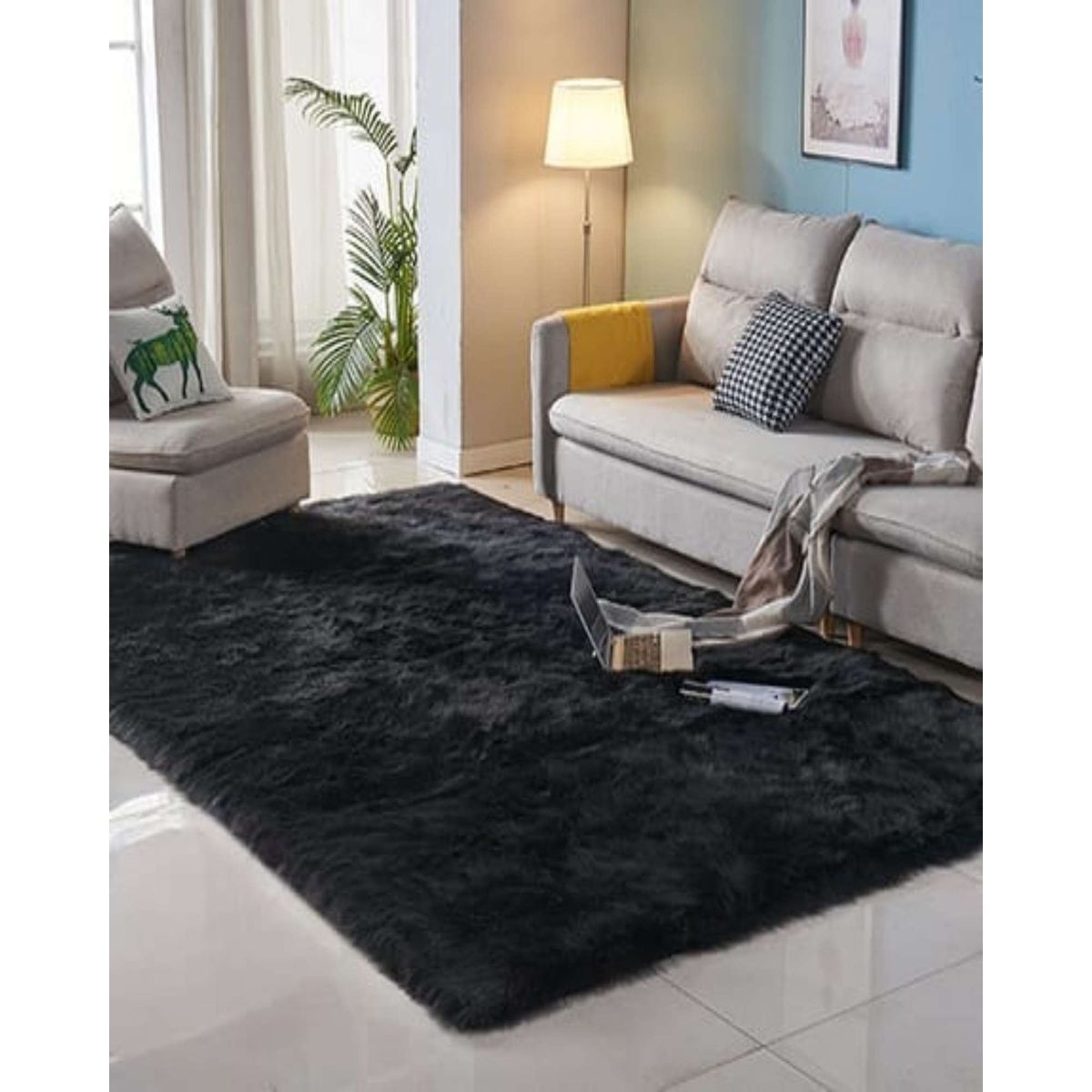 GENERICO - ALFOMBRA PELUDA 150X200 NEGRO