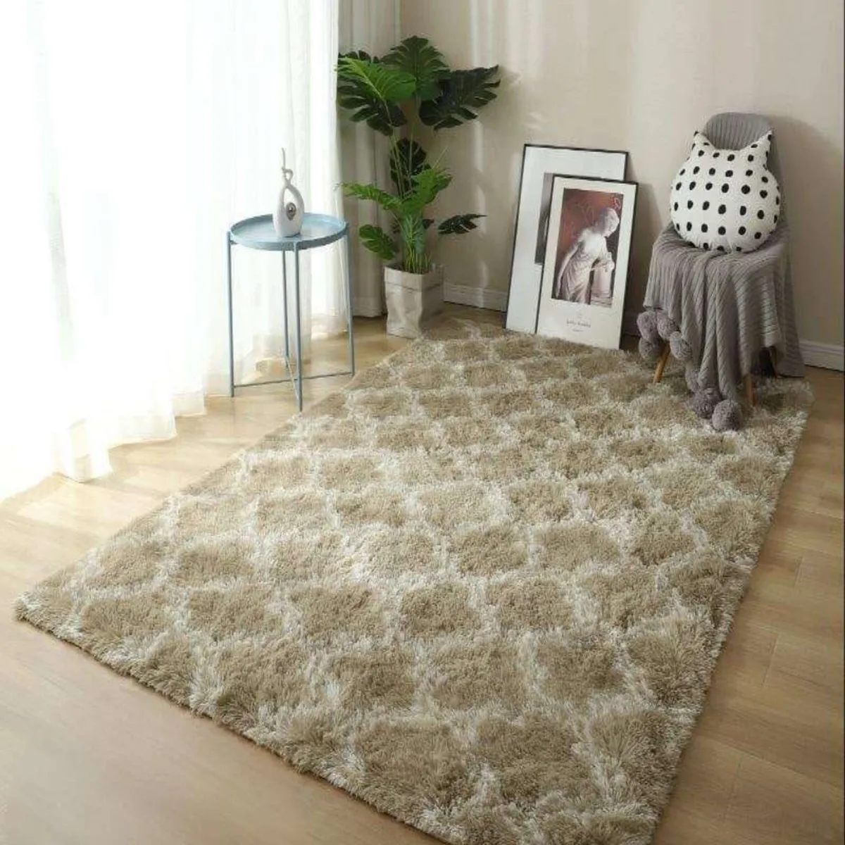 GENERICO - ALFOMBRA PELUDA  180X200 BEIGE