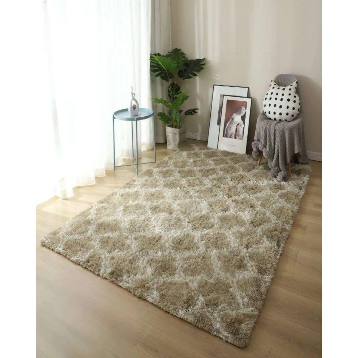 GENERICO - ALFOMBRA PELUDA  180X200 BEIGE