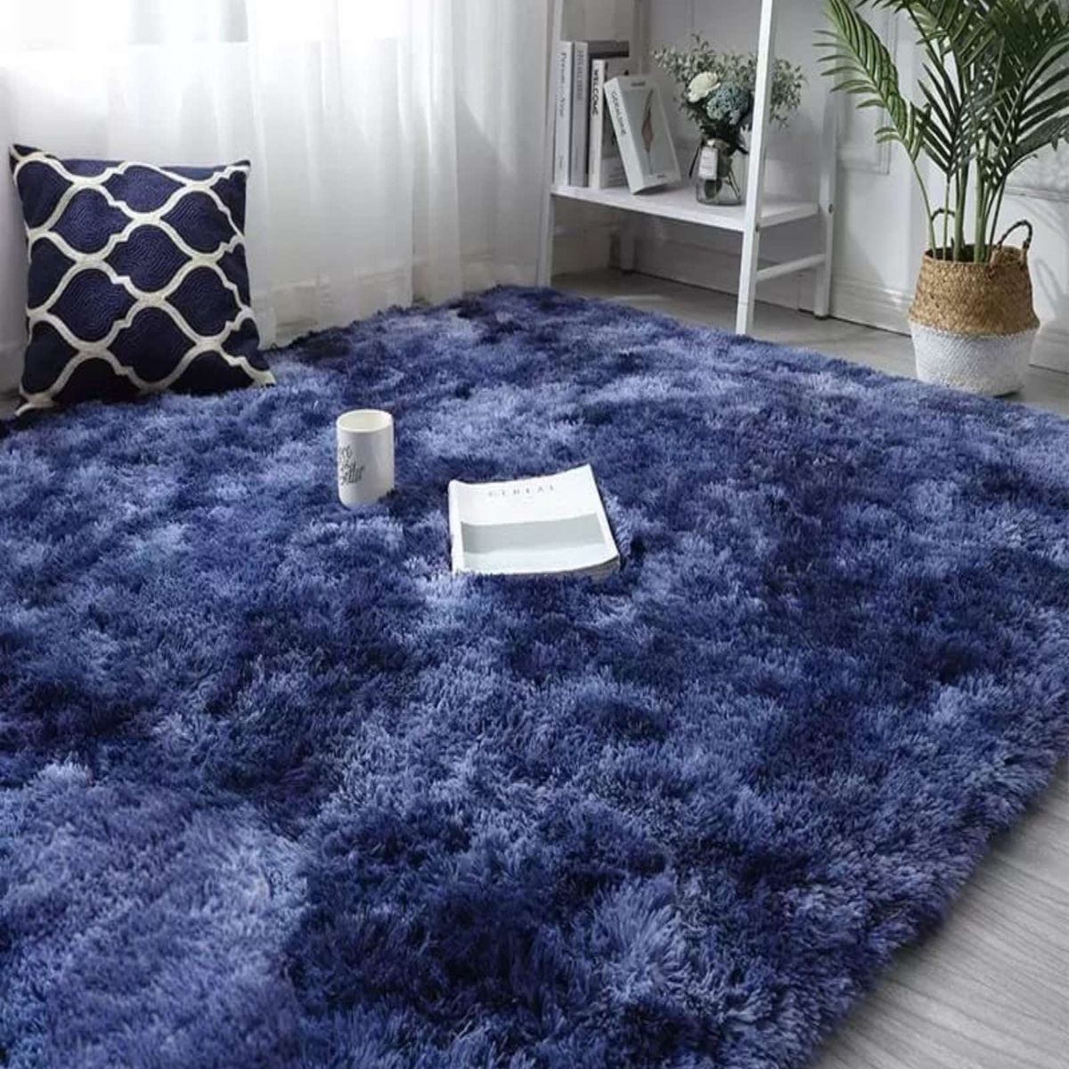 GENERICO - ALFOMBRA PELUDA 180X200 AZUL