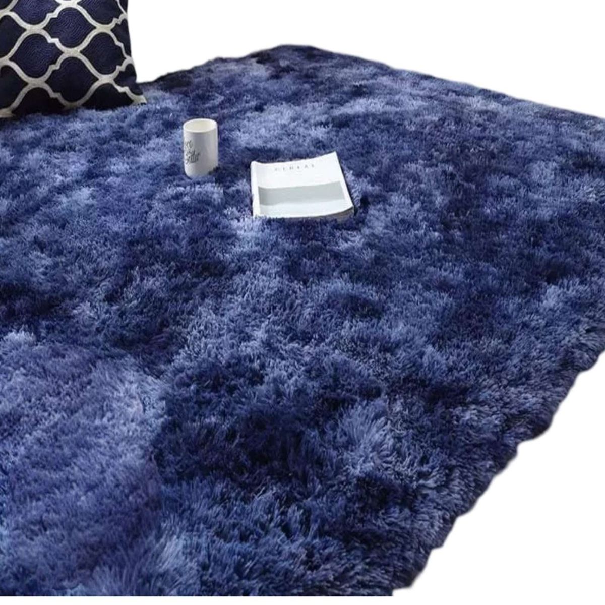 GENERICO - ALFOMBRA PELUDA 180X200 AZUL