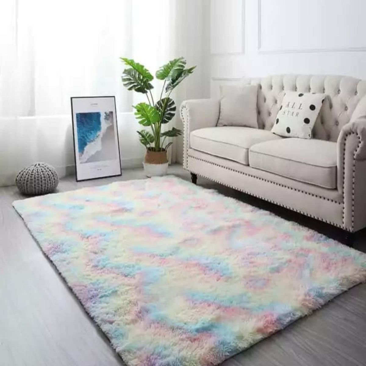 GENERICO - ALFOMBRA PELUDA 180X200 MULTICOLOR