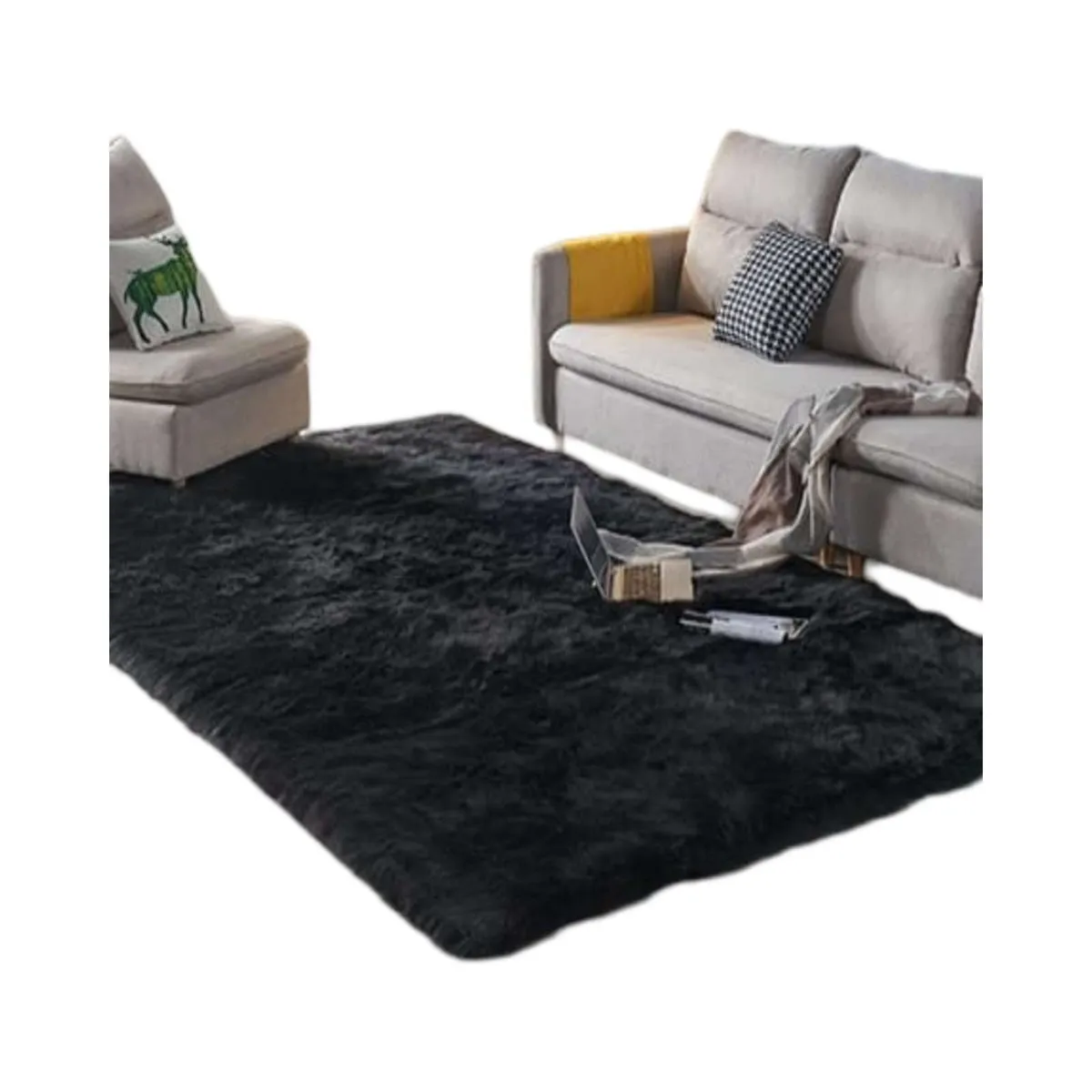 GENERICO - ALFOMBRA PELUDA 240X200 NEGRO