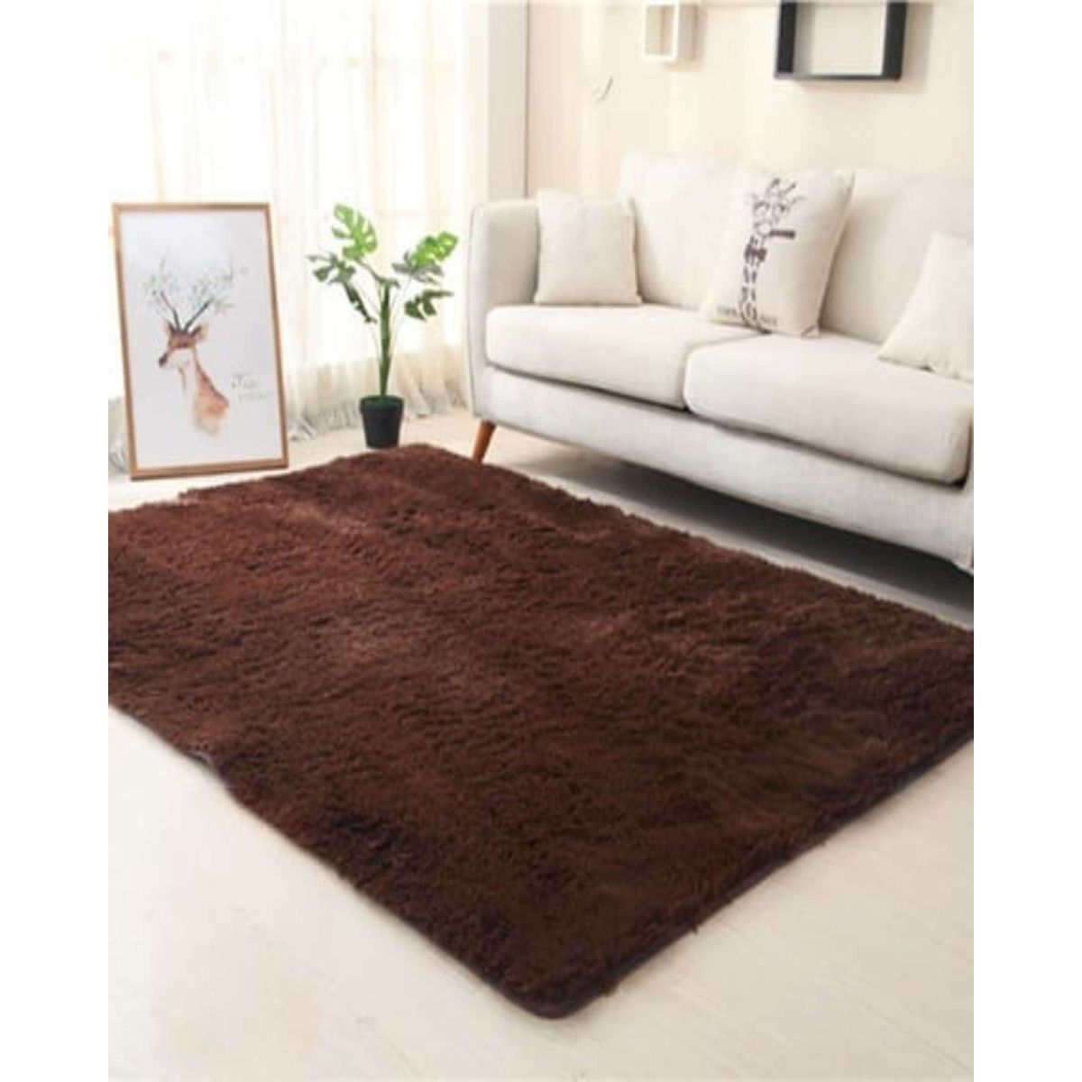 GENERICO - ALFOMBRA PELUDA 200X300 MARRON