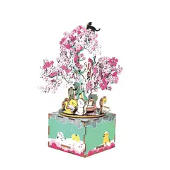 GENERICO - Caja de musica Gatos Cherry Blossom tree
