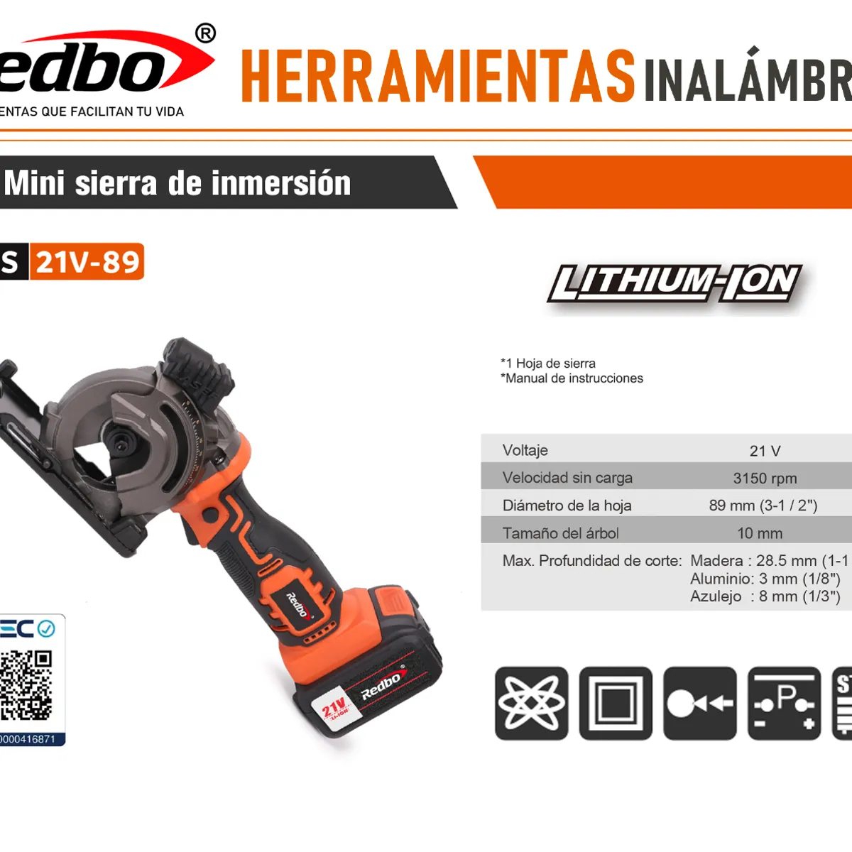 REDBO - Mini Sierra de Inmersión Inalámbrica REDBO PS 21V-89