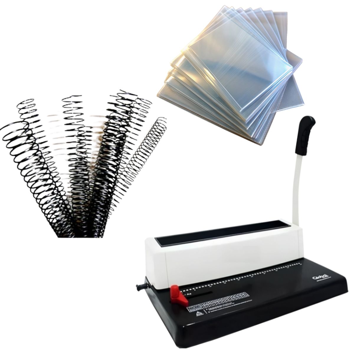 GENERICO - Anilladora A4 + 100 espirales + 100 laminas para anillar