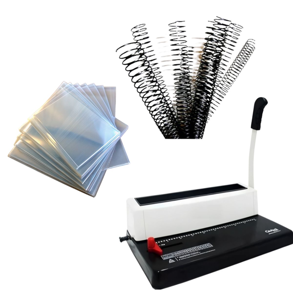 GENERICO - Anilladora A4 + 100 espirales + 100 laminas para anillar