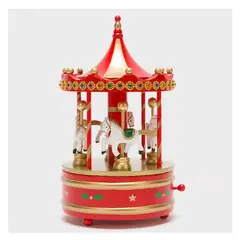 COMPRAPO - Carrusel Musical De Madera Navideño Decoración Hogar 23 Cm