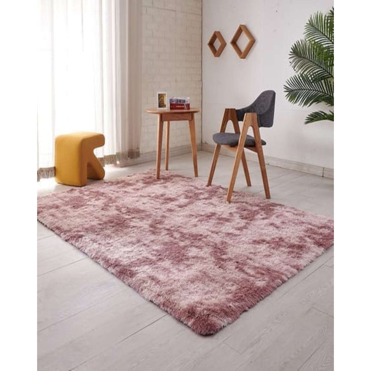 GENERICO - ALFOMBRA PELUDA 240X200 ROSADO.
