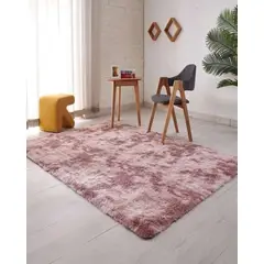GENERICO - ALFOMBRA PELUDA 240X200 ROSADO.