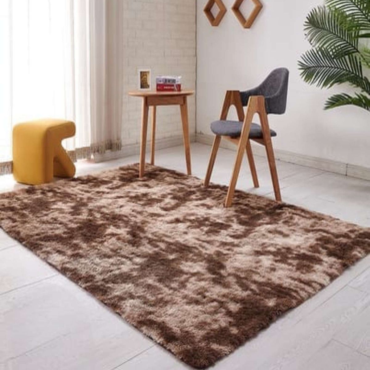 GENERICO - ALFOMBRA PELUDA 240X200 MARRON.