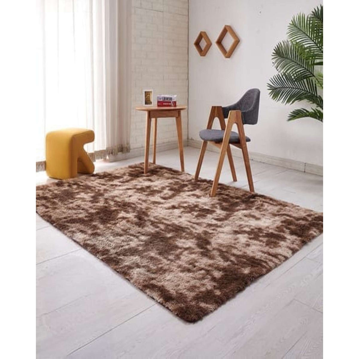 GENERICO - ALFOMBRA PELUDA 240X200 MARRON.