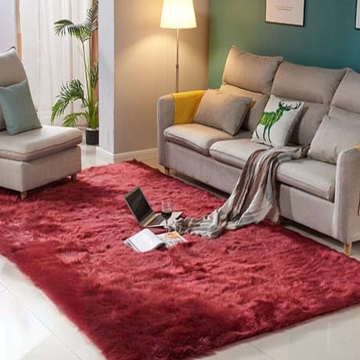 GENERICO - ALFOMBRA PELUDA 150X200 BURDEO