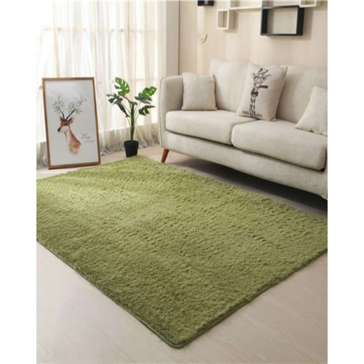 GENERICO - ALFOMBRA PELUDA 180X200 VERDE