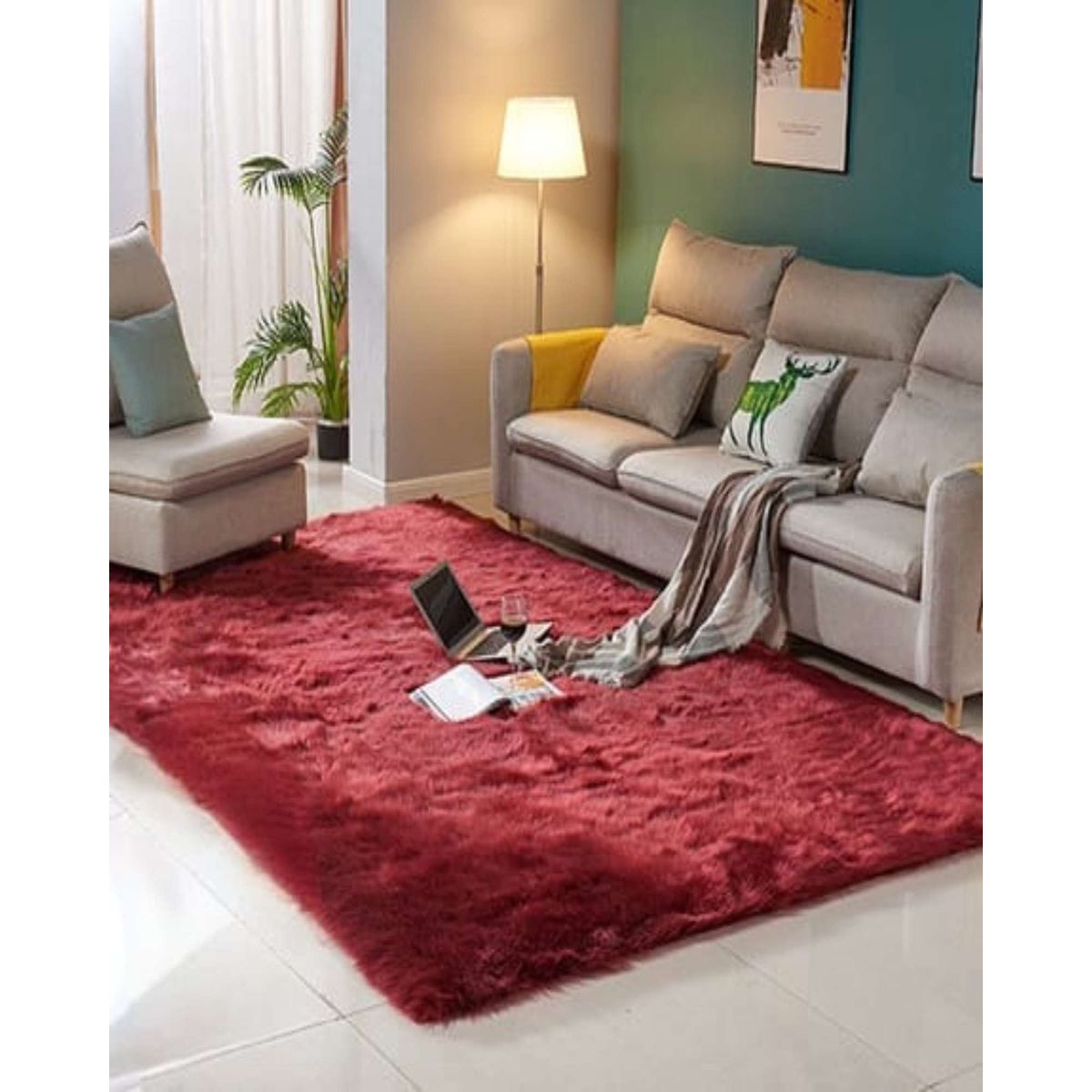 GENERICO - ALFOMBRA PELUDA 180X200 BURDEO