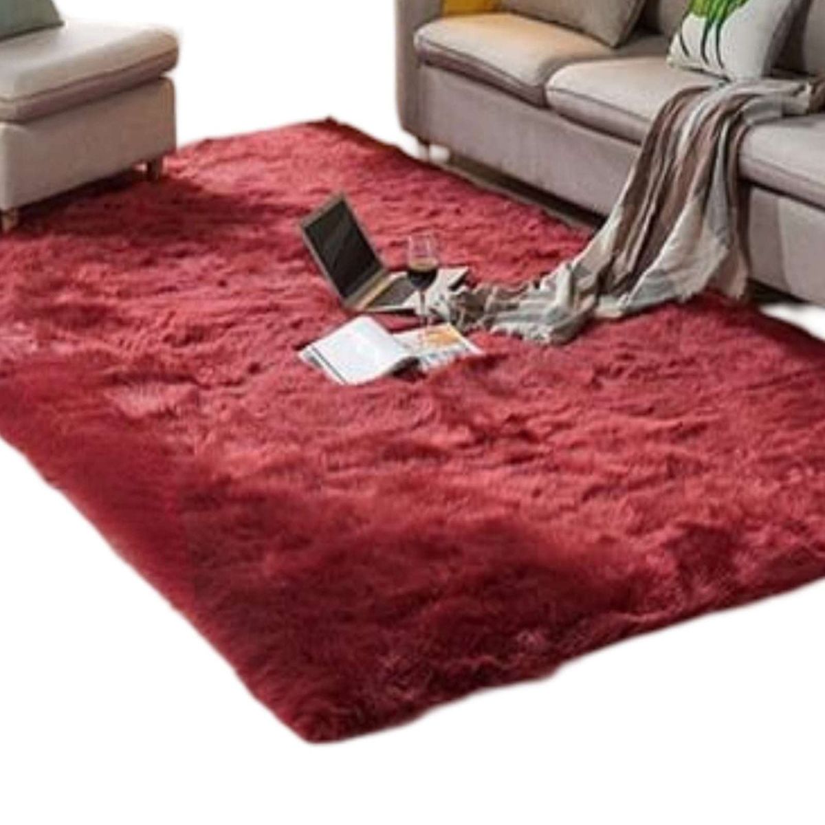 GENERICO - ALFOMBRA PELUDA 180X200 BURDEO