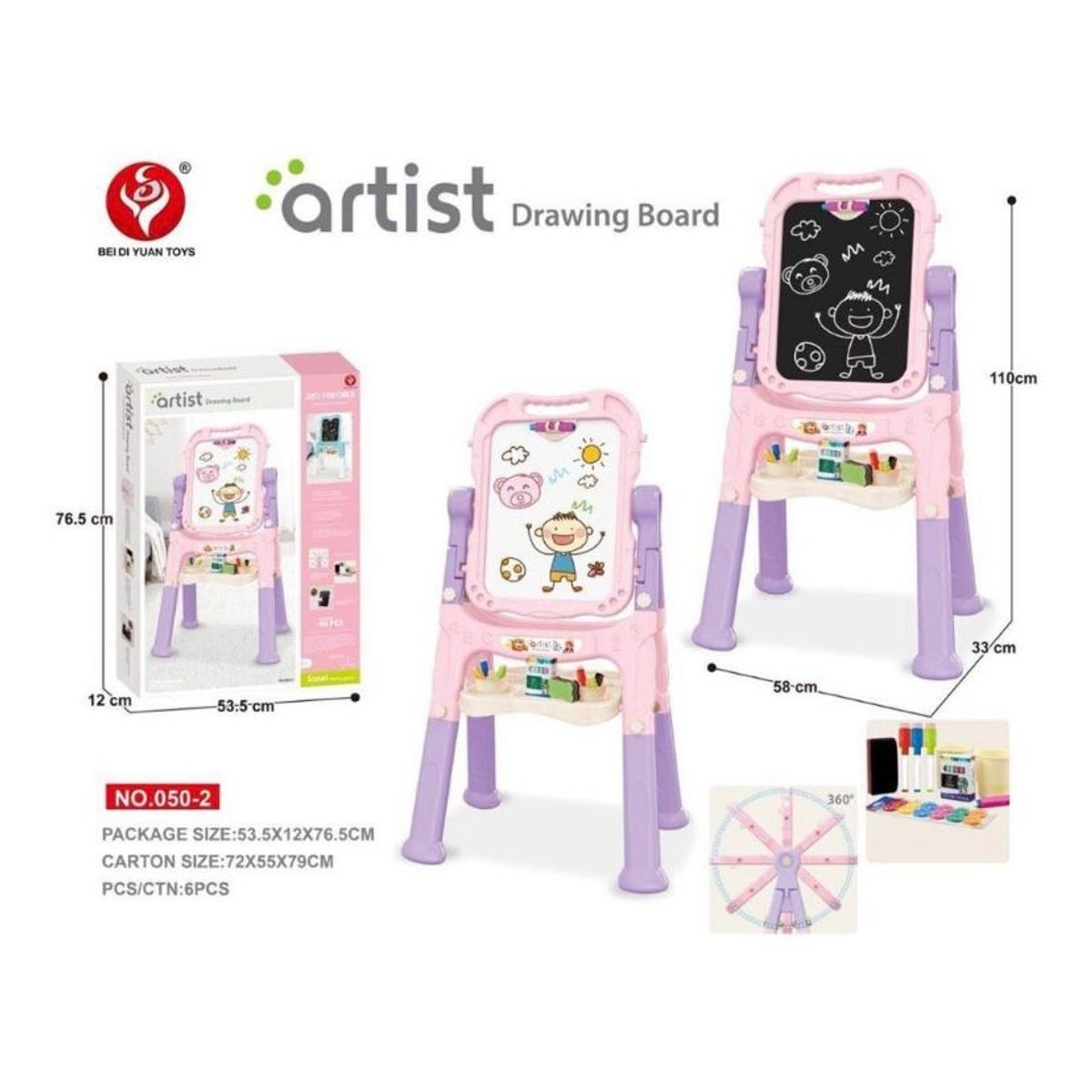 GENERICO - Pizarra para Niños Magnetica y de Dibujo Color Rosa