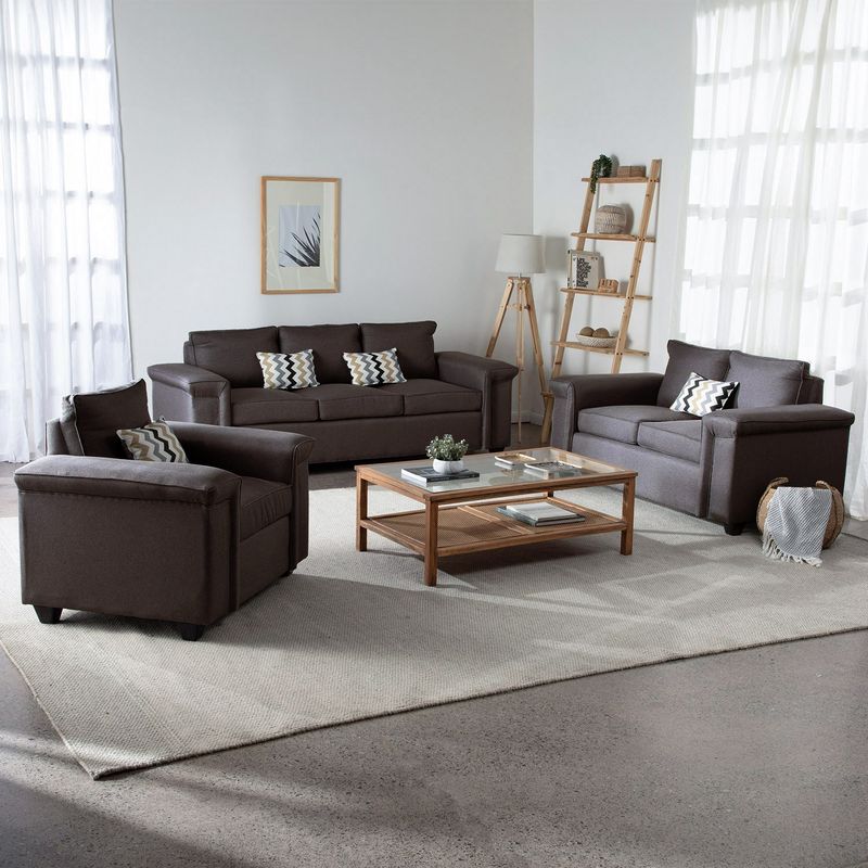 MUEBLES COTTONI - Living 3.2.1 Sicilia Tela Chocolate