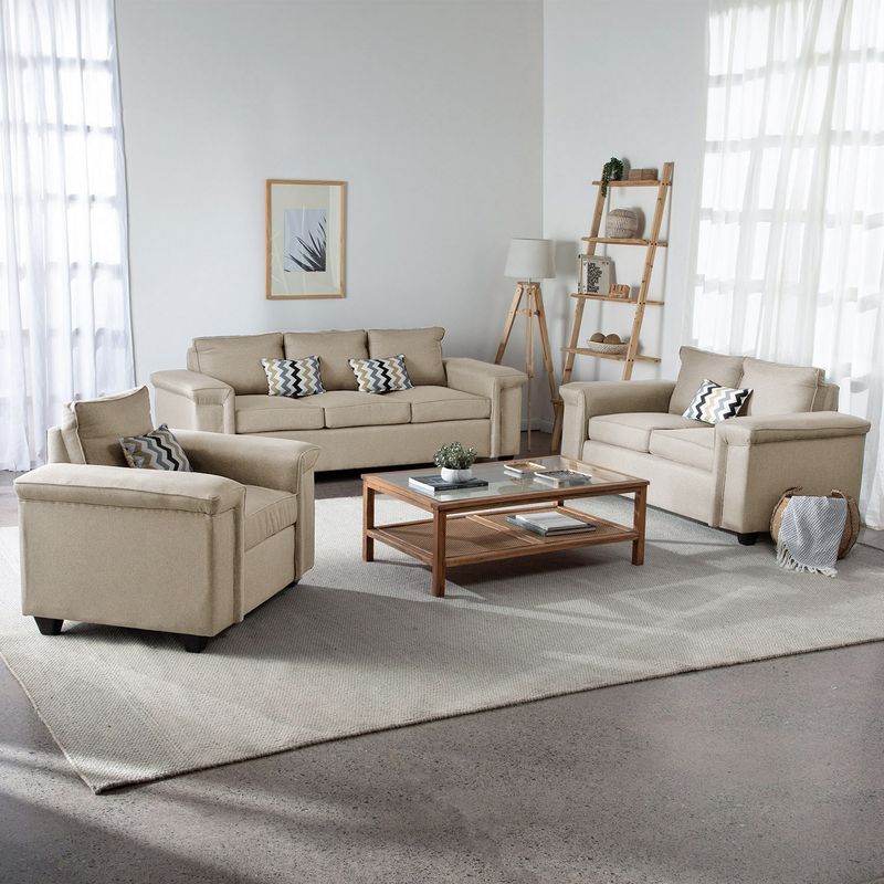 MUEBLES COTTONI - Living 3.2.1 Sicilia Tela Beige