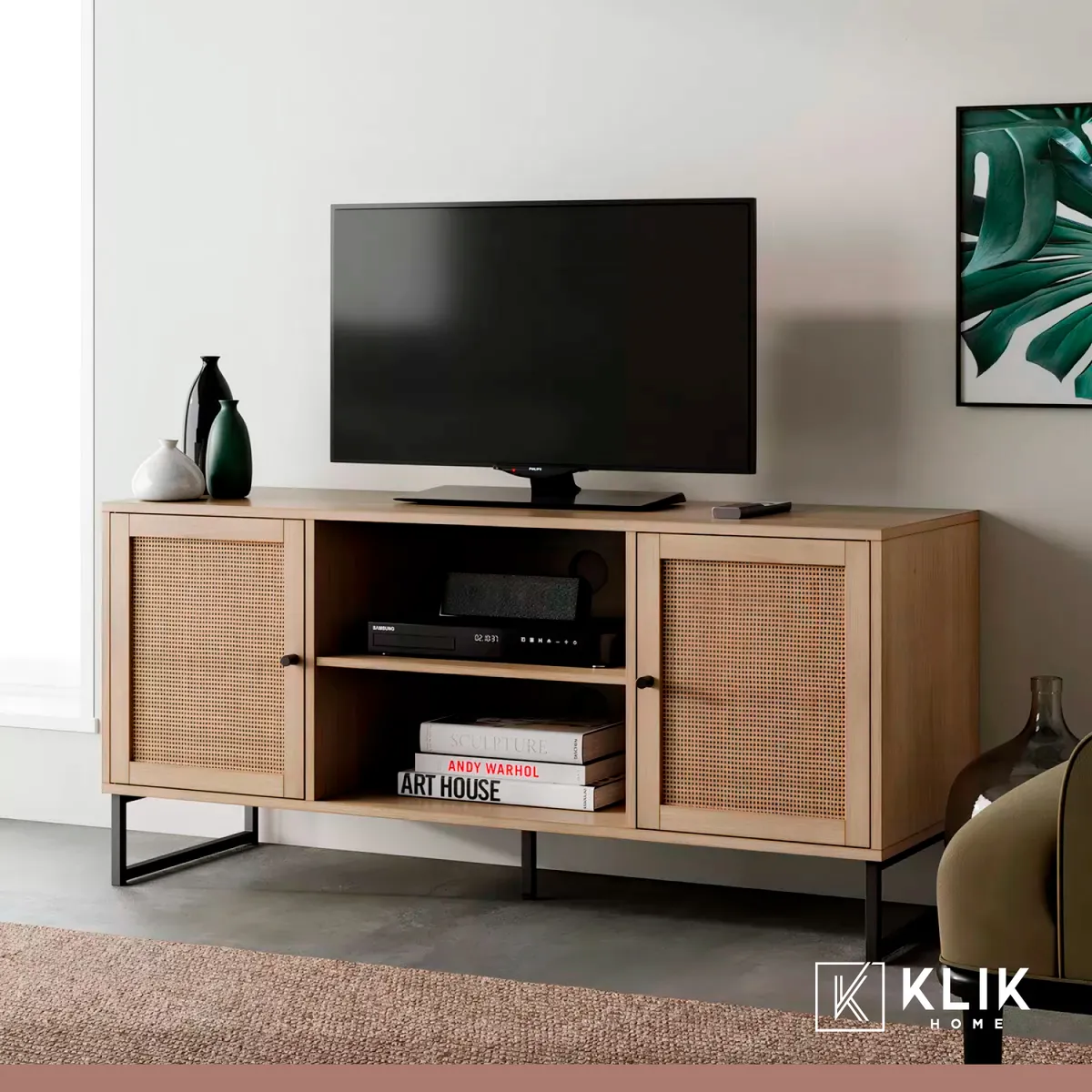 KLIK - Rack de TV o Buffet Rattan Rustico Dos Puertas